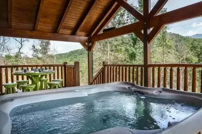 cabin with hot tub